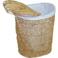 my home Wäschekorb, Rattan-Geflecht, mit Stoffeinsatz und Deckel, Höhe 62 cm