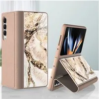 Wigento Handyhülle Für Samsung Galaxy Z Fold4 5G Design Galvanik Marble Muster 8 All-round Anti-Fall Handy Tasche Hülle Etuis