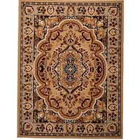Mazovia Orientteppich Orientalisch Vintage Teppich Kurzflor Wohnzimmerteppich Beige, 60 x 100 cm, Fußbodenheizung
