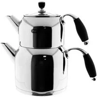 Mulex Caydanlik-Teekanne Set aus Edelstahl 18/10 – Praktisch, elegant und langlebig 0,7L+1,5L, (1-St)