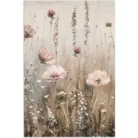 MuchoWow Poster Blumen - Rosa - Modern - Beige, (1 St), Poster ohne Rahmen, Wandbild, Wandposter, 20x30 cm