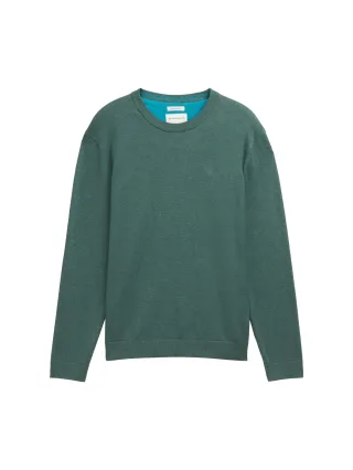 Tom Tailor - Basic Strickpullover aus Baumwolle green dust melange - Gr. - XL