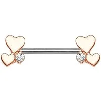 Taffstyle Intimpiercing Intim Brustwarzenpiercing Stab Herzen Kristall, Piercing Intimpiercing Hantel Barbell Brust Stab mit Herzen Glitzer