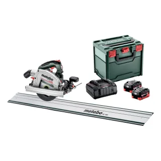 Metabo Akku-Handkreissäge KS 18 LTX 66 BL Set mit Führungsschiene FS 160 - metaBOX 340 - 18V 2x8Ah L - 691194810