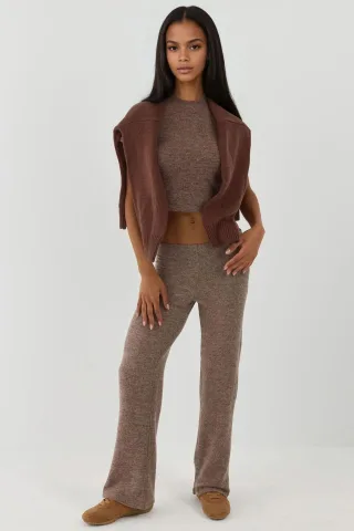 Elastischer Bund Weiche Strickhose mit Textur