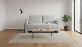 BRUNO Schlafsofa 140cm in Hellgrau | Kubus | stabiles Massivholz & Boxspringkomfort