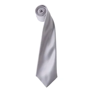 Premier Herrenkrawatte aus Satin (schmale Klinge) (Silbergrau)