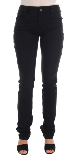 John Galliano Jeans Femme Coton Denim Stretch Noir Coupe Régulière