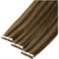 hair2heart Echthaar-Extension Premium Tape Extensions P-4/77-8/03 mix Mittelbraun / Hellblond 50cm