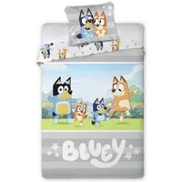texpot Bettwäsche Kinderbettwäsche 100x135 cm Bluey Bingo grau, 2 teilig