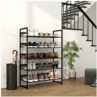 HOMCOM Schuhregal mit 5 Ebenen, Schuhablage für max. 15 Paar Schuhe, Schuh-Organizer 1-tlg., für Eingang, Schlafzimmer, Stahl, 72 x 30 x 102 cm, Schwarz