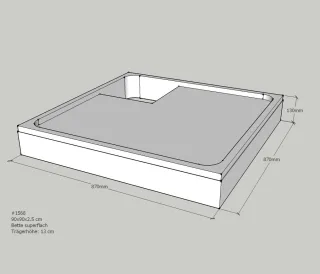 Neuesbad Wannenträger für Bette superflach 90x90x3,5 SD21088