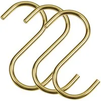 SO-TECH® S-Haken für Rundstäbe bis Ø 30 mm für Garderoben, Küchenreling uvm., (Spar-Set, 3-St), Antik Gold galvanisiert