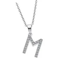 LOTUS SILVER Silberkette Lotus Silver Buchstabe M Halskette (Halskette), Halskette Buchstabe M 42cm, 925 Sterling Silber, Farbe: silber, weiß