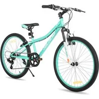 HILAND Mountainbike 24 Zoll Kinderfahrrad ab 6-12 Jahre alt MTB Studenten-Pendlerfahrrad, mit Federgabel 7 Gang, V-Bremse, Hochwertiger Rahmen