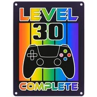 speecheese Metallschild 30. Geburtstag Gamer Metallschild in 15x20 cm mit Spruch Level 30