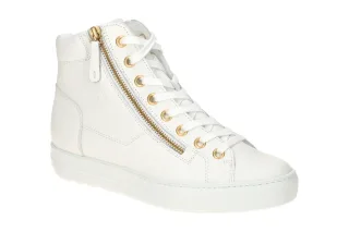 Paul Green Damen Mid-Sneaker Boots 4024-18 wei?/oro mit goldfarbenen ?sen
