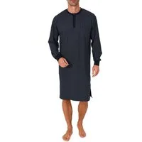 Normann Pyjama Normann Herren Langarm Nachthemd mit Bündchen und Knopfleiste am Hals