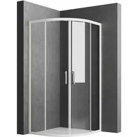 Boromal Eckdusche Duschkabine 90x90 Viertelkreis Dusche Schiebetür Weiß Glas H:185cm, BxT: 90x90 cm, 5mm Sicherheitsglas, Glastür mit Alu Rahmen, Easy Clean Funktion, Alu profil, 16 Türrollen, Magnetdichtleisten
