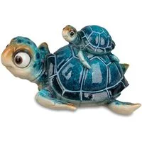formano Dekofigur Schildkröte Harry + Kind blau 15 cm - Kunststein - glänzend (1 St)
