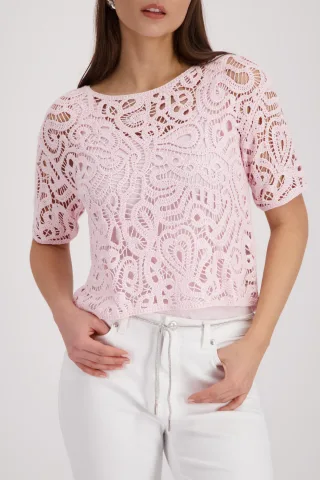 monari - Strickpullover mit Cornelly-Muster french rose - Gr. - 44