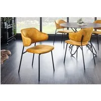 riess-ambiente Armlehnstuhl VOGUE senfgelb / schwarz (Einzelartikel, 1 St), Esszimmer · Samt · Metall · mit Armlehne · Retro Design