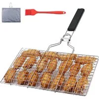 TUWENA Grillplatte Edelstahl-Grillkorb mit Silikonbürste & Abnehmbarem Griff (1-St)