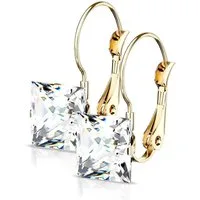 BUNGSA Ohrring-Set Ohrhänger Kristall eckig gold aus Edelstahl Damen (1 Paar (2 Stück), 2-tlg), Ohrschmuck Ohrringe