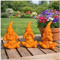 Online-Fuchs Gartenfigur für draußen - 3er Set lustige Gartenzwerge - Deko Figuren, 16 cm groß, (wetterfest, moderne knallige Farben), Geschenkidee für Frühling, Sommer und Herbst