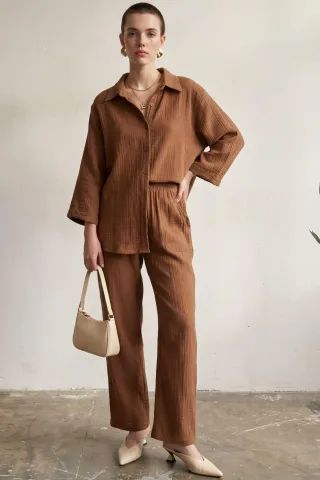 Musselin-Stoff Zweiteiliges Set mit Hemd & Hose