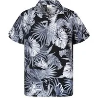 King Kameha Hawaiihemd Pineapple Leaves Funky Hawaii-Hemd Kurzarm Front-Tasche Unisex