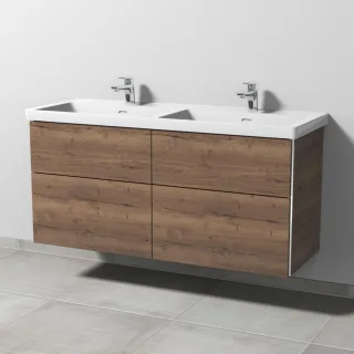 Sanipa 3way Waschtischunterbau zu Villeroy & Boch Subway 3.0 Waschtisch mit 4 Auszügen, Eiche-Tabak BR85150