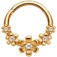 Taffstyle Nasenpiercing Septum Nasen Piercing Clicker Segment Ring Scharnier Kristall Blumen (Universal Piercing mit Kristall Blumen Design aus Chirurgenstahl für Helix Tragus Daith Rook und Septum)