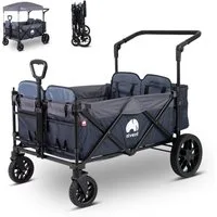 elvent Bollerwagen WagonPro Premium, Kompakt faltbar, Für 1-4 Kinder, Ideal für große Abenteuer