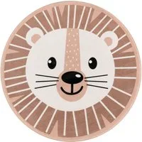 Paco Home Kinderteppich Chicos 556, rund, Höhe: 2 mm, Flachgewebe, Motiv Löwe, Kinderzimmer
