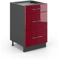 Vicco Unterschrank Fame-Line, Bordeaux Hochglanz/Anthrazit, 50 cm ohne Arbeitsplatte (1-St)