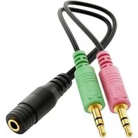 deleyCON deleyCON Headset PC Laptop Adapter Audio Klinken Y Adapter Kabel Audio-Kabel
