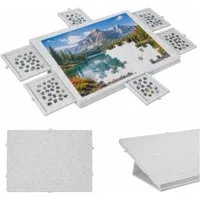 BlingBin Puzzleunterlage Filz Puzzlebrett 1000 Teile mit 6 Schubladen, klappbar, (2-in-1 Puzzlematte mit Ständer & Abdeckung, 1-tlg., 1tlg, 77 x 53,6 x 4,2 cm), Leicht & tragbar für Erwachsene & Kinder