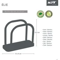 MSV Serviettenhalter Serviettenhalter Holz Serviettenablage Serviettenständer Bambus, Stahl, Bambus, eleganter Bistro Look, Metall matt schwarz, Bambus