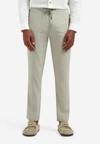 No Excess - Pants With Linen Yarn Dyed taupe - Gr. - S