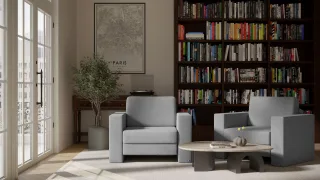 BRUNO Schlafsessel 70cm in Silver Grey Grau | praktische Größe | stabiles Massivholz & Boxspringkomfort