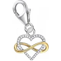 Goldene Hufeisen Charm Herz Zirkonia Herz Charm 925 Sterling-Silber Unendlichkeit Anhänger, Gelbgold vergoldet