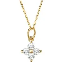 Dear Me Goldkette Fortuna mit Diamant Anhänger Blume, verstellbar, Zeitlose 14K Goldkette Damen, Echtgold Schmuck