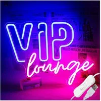 JIBENNEON LED Lichtleiste Neonsign Lampe VIP Lounge Vice City LED Dekolicht, VIP Lounge, LED fest integriert, 2M Kabel-USB Neon Schild Acrylrückwand