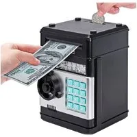 COIL Spardose Elektronisches Spardose, Sparschwein, Mini-Safe, Geldautomat, PIN-Code, Sparschwein, Banknoten und Münzen, Soundeffekte, Maße:19,5x12x13 cm,