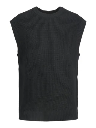 JACK&JONES - JORBRINK KNIT VEST CREW NECK black - Gr. - XXL