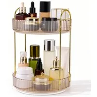 BlingBin Organizer 360° Drehbarer Make-up Organizer mit 2 Ebenen Kosmetik Aufbewahrung (1er Set, 1 St., Doppellagiger Kosmetik Organizer), Badezimmer Organizer mit großer Kapazität für Parfüm,Skincare,Kosmetik