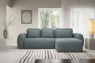 Ecksofa Schlafsofa Sofa GASTON in Stoff Puente Anthrazit Ottomane Rechts