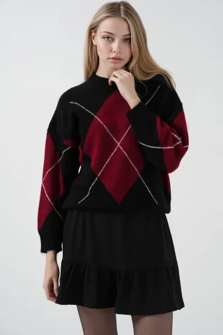 Strukturierten Mini-Strickrock mit Rüschendetail