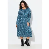 Ulla Popken Jerseykleid Sweat-Midikleid Zipper A-Linie Rundhals Langarm